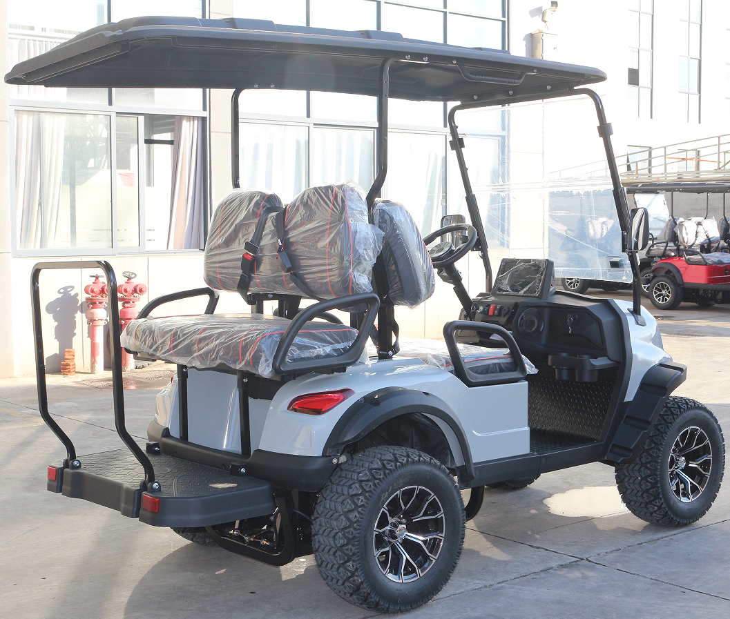 Gasoline-Powered Light Gray Off-Road Golf Cart (4 Seats) for Rugged Terrains