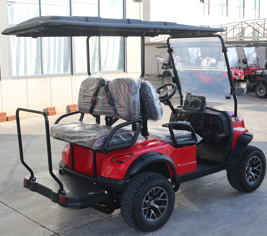 4-Seater Red Gasoline Golf Cart (Off-Road) for Grassland & Resort Shuttles