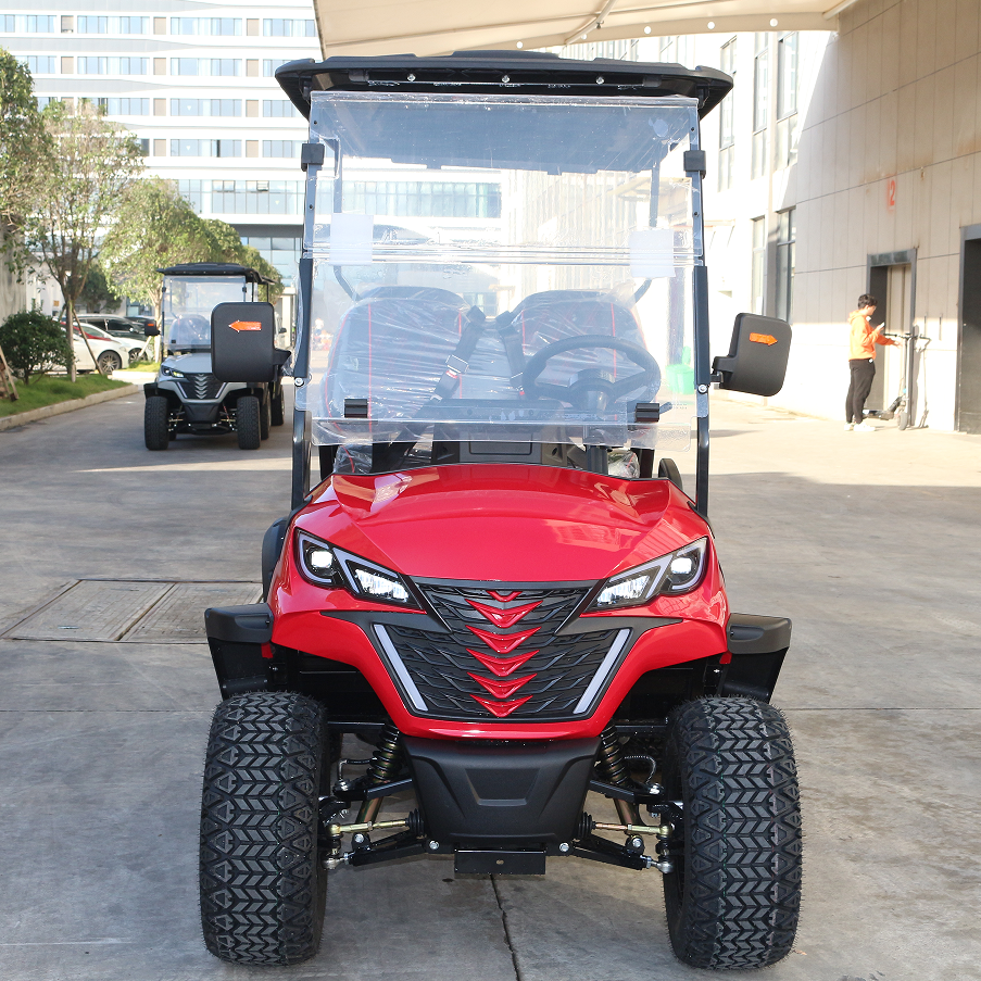 4-Seater Red Gasoline Golf Cart (Off-Road) for Grassland & Resort Shuttles