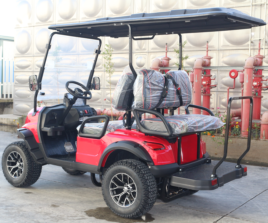Red Gasoline Golf Cart (Off-Road, 4 Seats) for Grassland Scenic Transport