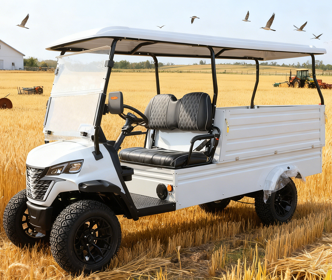 2-Passenger White Golf Cart with Cargo Bed (Off-Road) for Work & Leisure