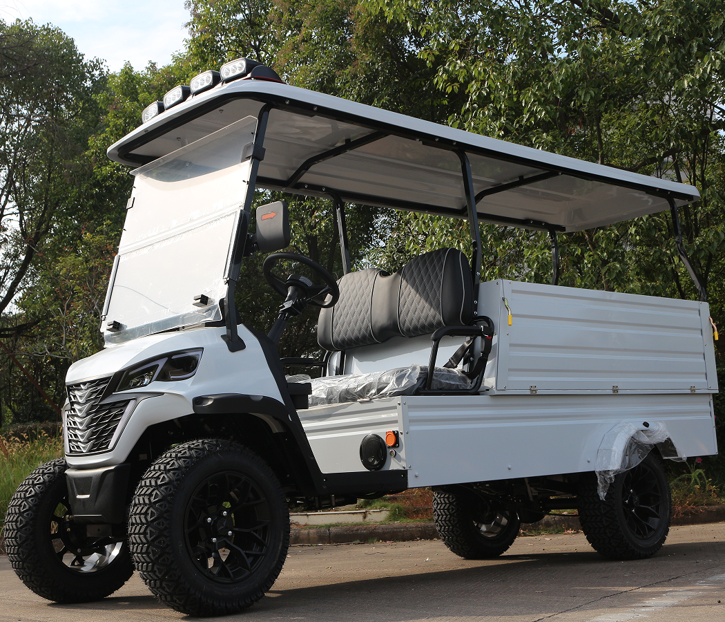 2-Passenger White Golf Cart with Cargo Bed (Off-Road) for Work & Leisure