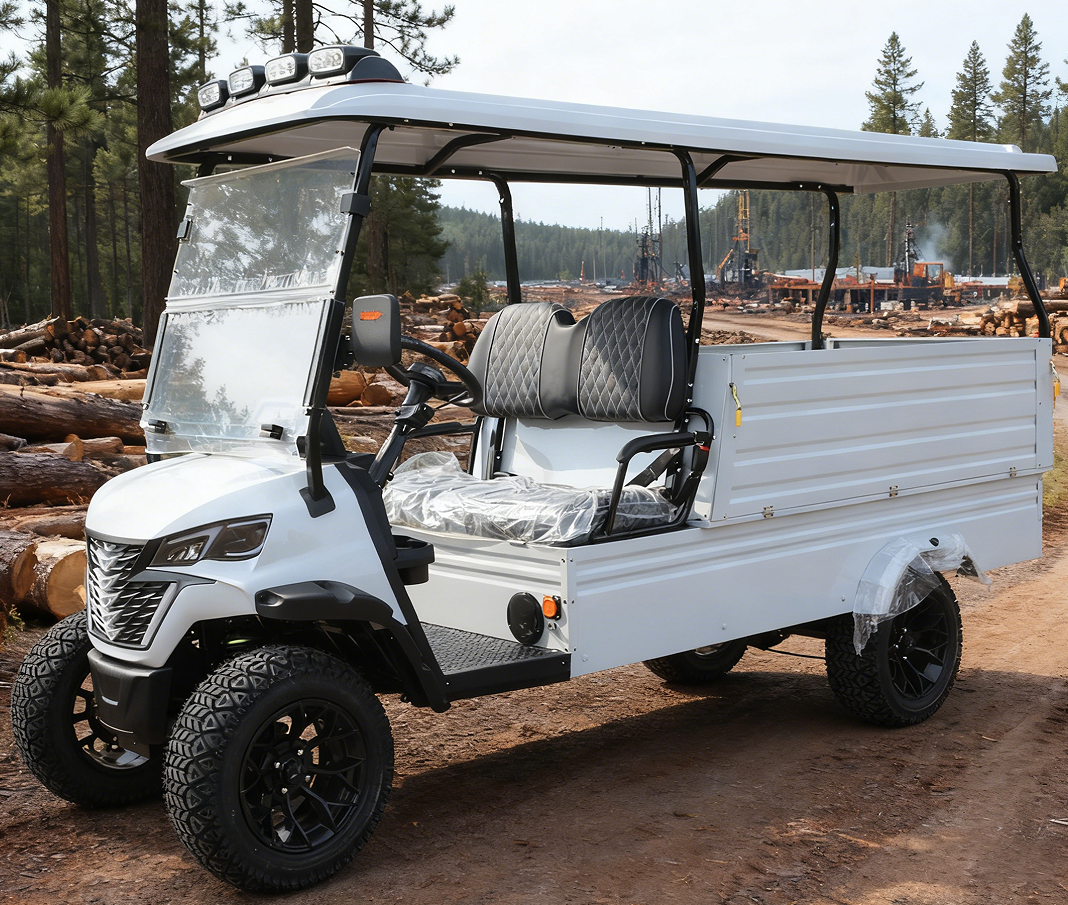 2-Passenger White Golf Cart with Cargo Bed (Off-Road) for Work & Leisure