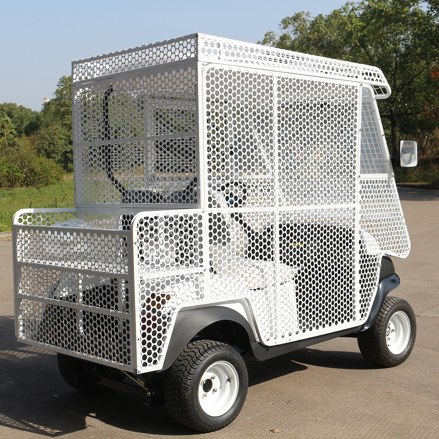 Golf Course Ball Transport Cart (White) with Protective Mesh Fence