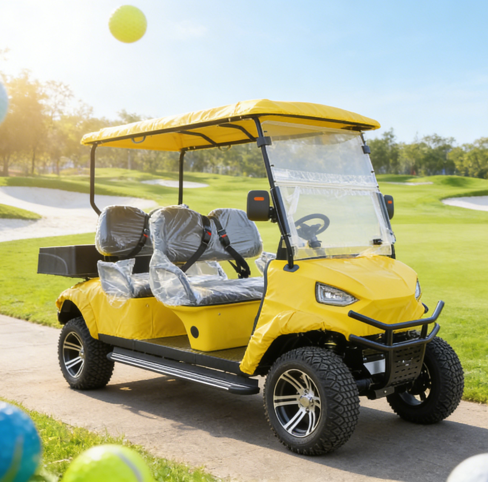 6-Seater Yellow Golf Cart for Golf Course Transport & Storage