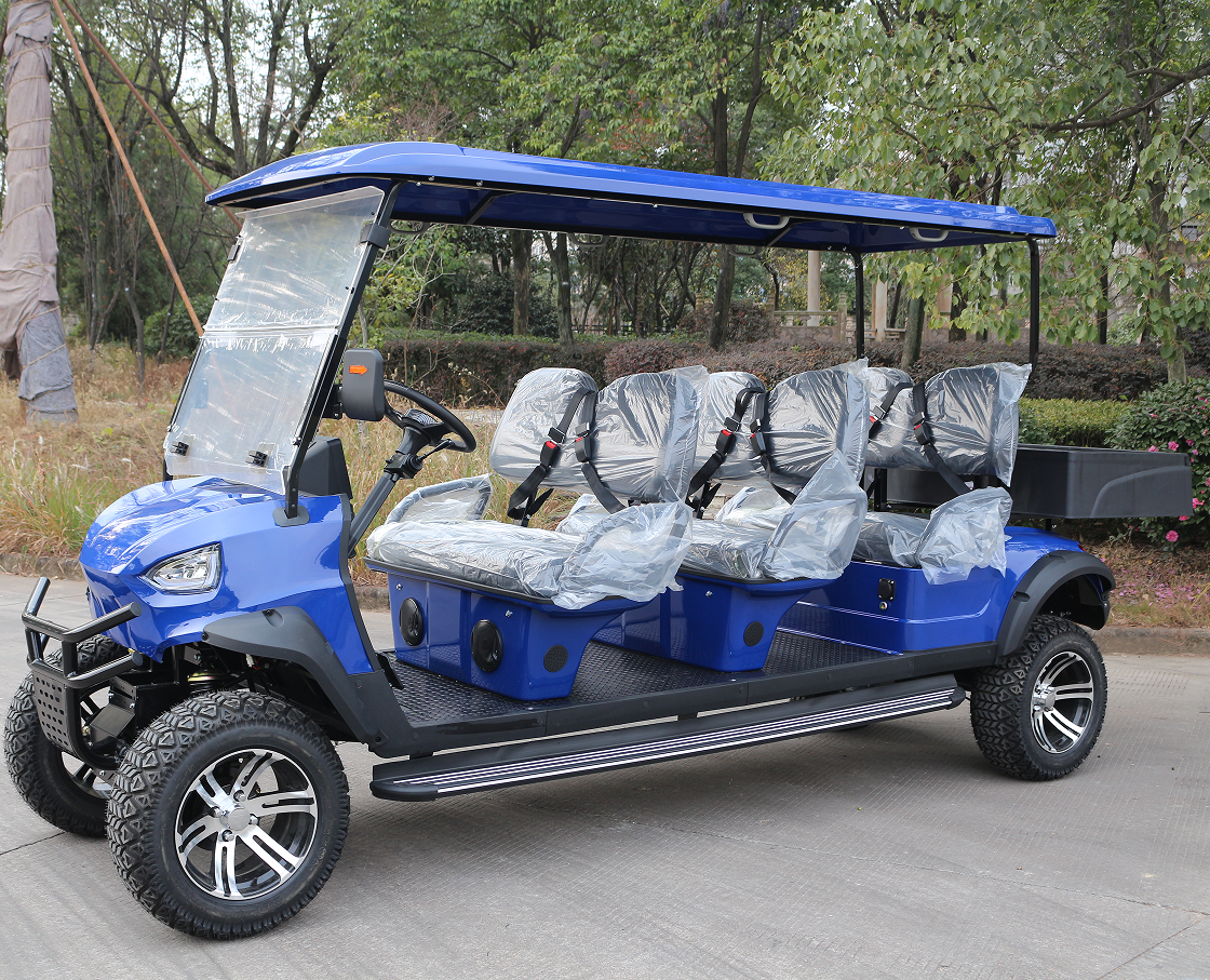 6-Seater Blue Off-Road Golf Cart: Rear Storage for Group Trips