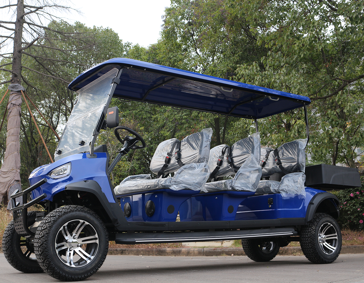 6-Seater Blue Off-Road Golf Cart: Rear Storage for Group Trips