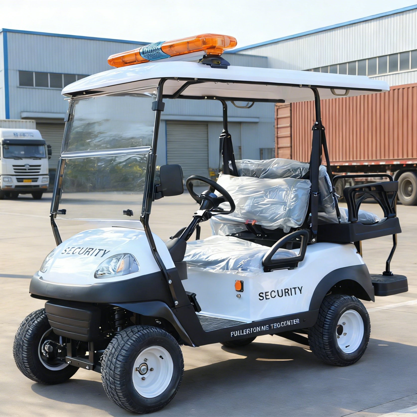White 4-Seat Security Golf Cart with Storage for Venue Security