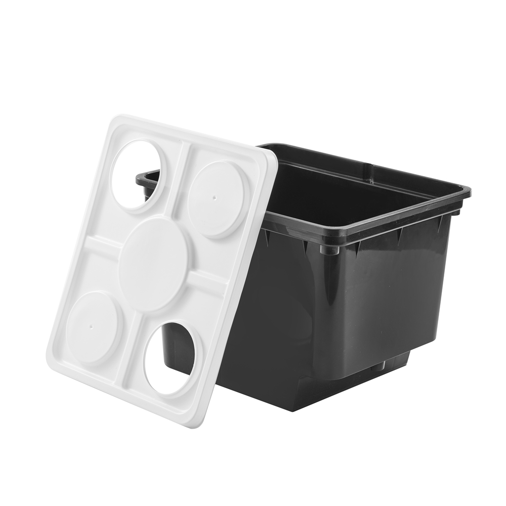 Commercial Hydroponic System: 11L Black Plastic Dutch Bucket Pot + Drip Irrigation