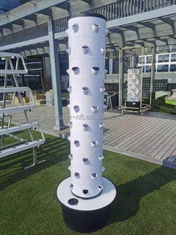 Rotating Tower Aeroponic Grow Tower Hydroponic Strawberry Tower System Indoor with Lights