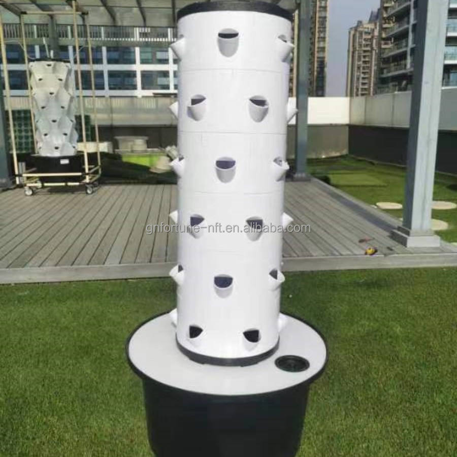 Rotating Tower Aeroponic Grow Tower Hydroponic Strawberry Tower System Indoor with Lights