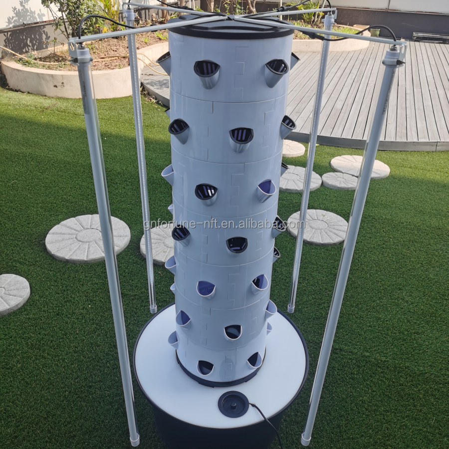 Rotating Tower Aeroponic Grow Tower Hydroponic Strawberry Tower System Indoor with Lights