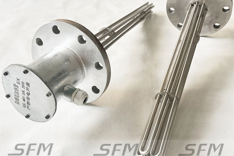 Three-phase power supply connection method of flange electric heating tube and stainless steel electric heating tube