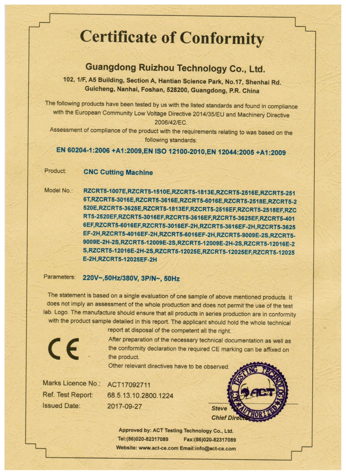 CE Certificate
