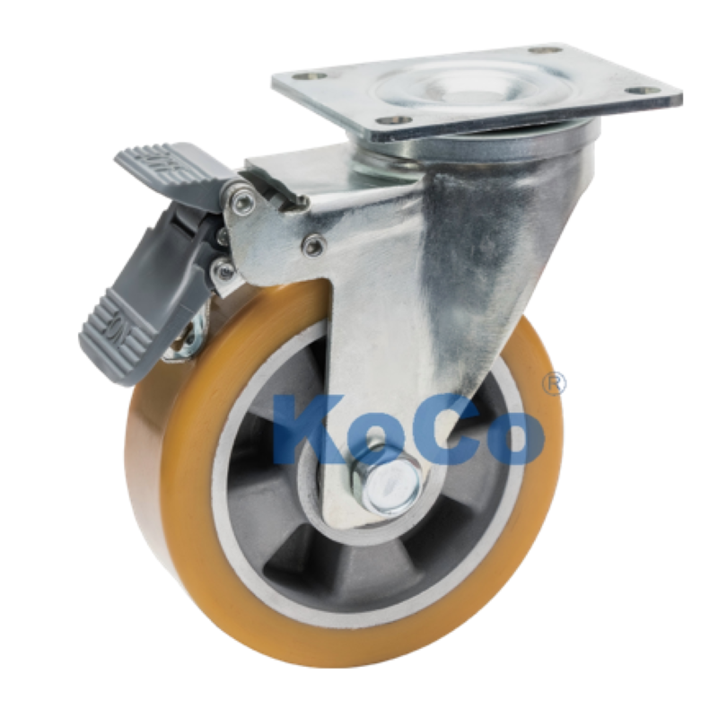 K222 Nylon Double Brake Aluminum Core Polyurethane Caster