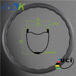 30mm Internal Width Wave Carbon Gravel Rim 700C Hooked Tubeless