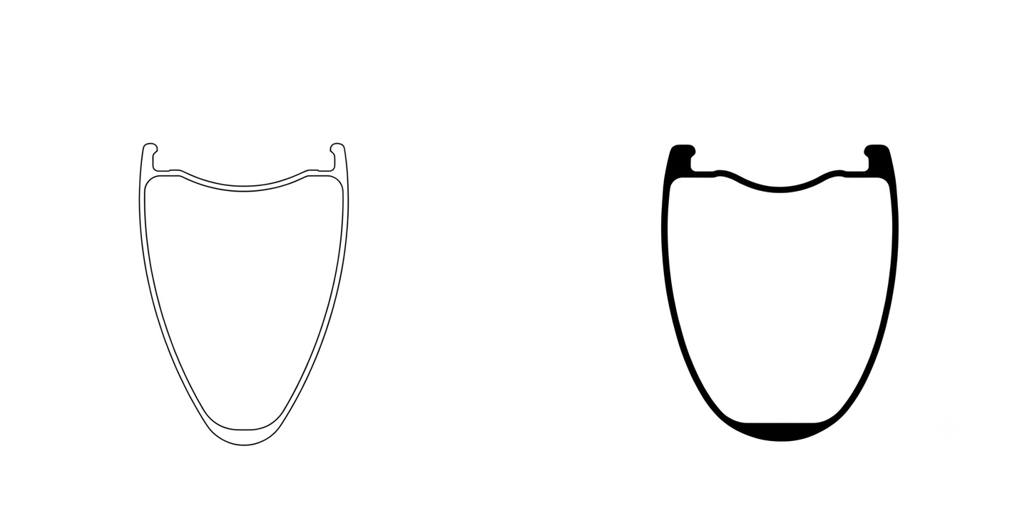 cross section comparison between standard rim and DK reinforced gravel rim