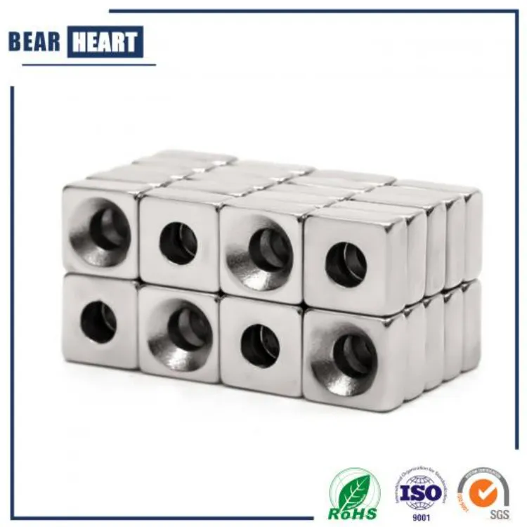 Ímãs de neodímio escareados em bloco 15 x15 x4mm