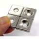 Block Countersunk Neodymium Magnets 15 x15 x4mm