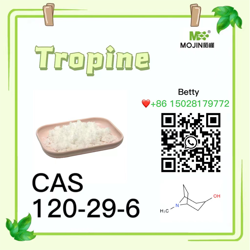 Hieman keltainen kiteinen jauhe, tropiini CAS 120-29-6