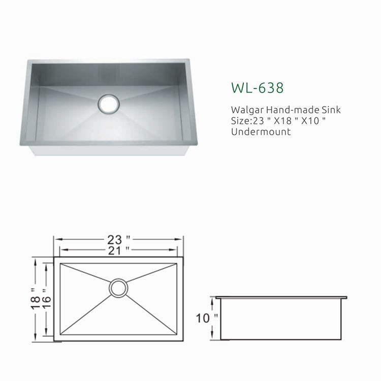 Simple Design Single Bowl Stainless Steel Handmade Kitchen Sink