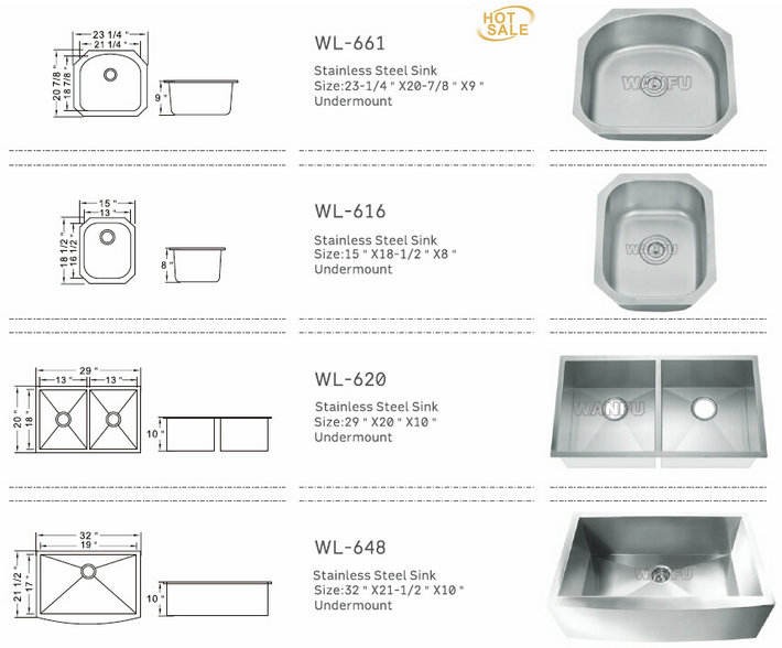 Single Bowl Laminate Sink Kitchen 304 Stainless Steel