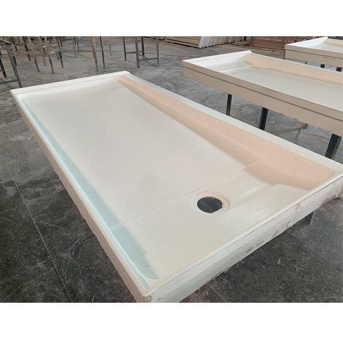 Cultured Marble White Shower Pan Flat Shower Pan