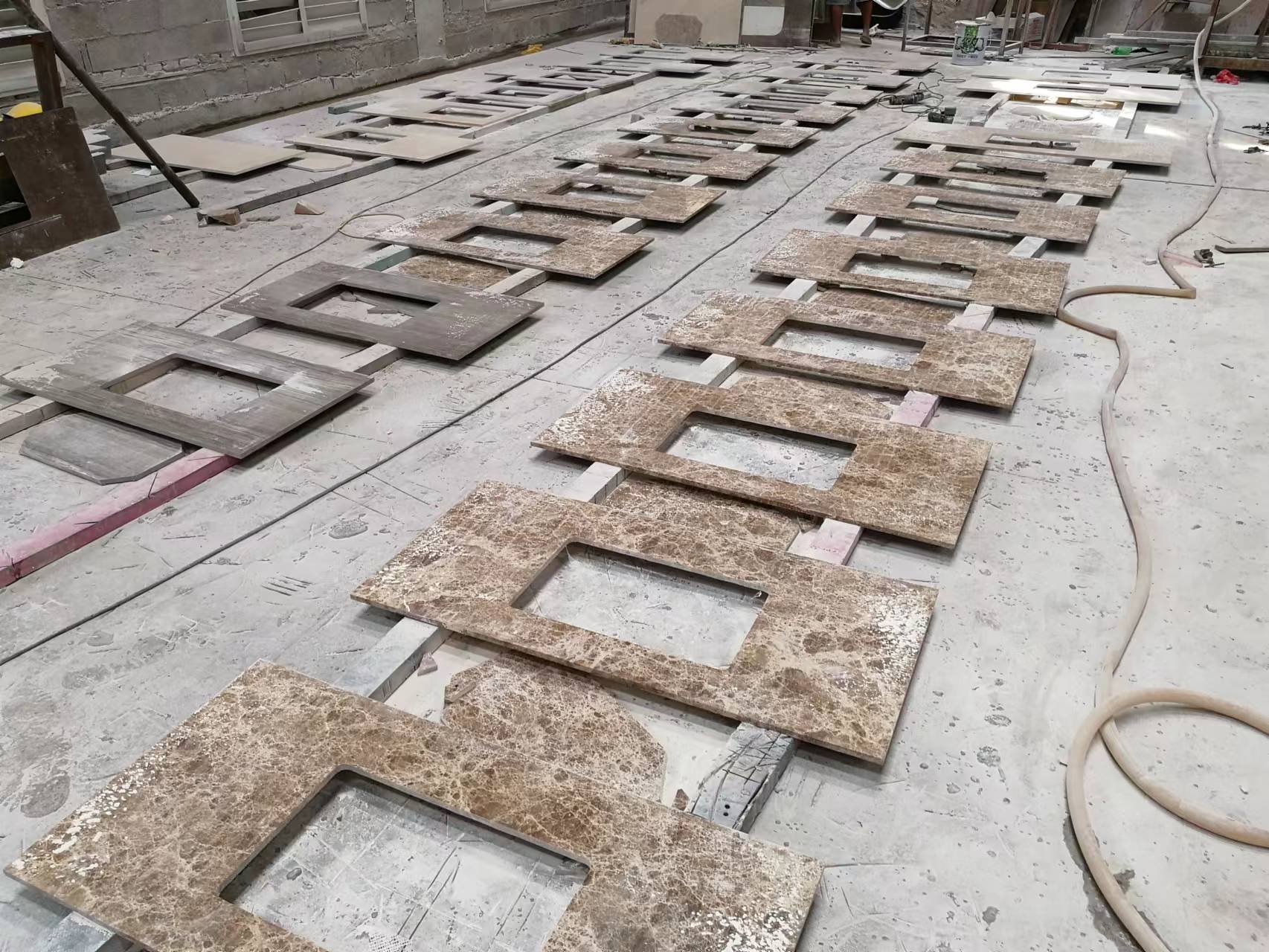 Polish Grey Marble Slab Kitchen