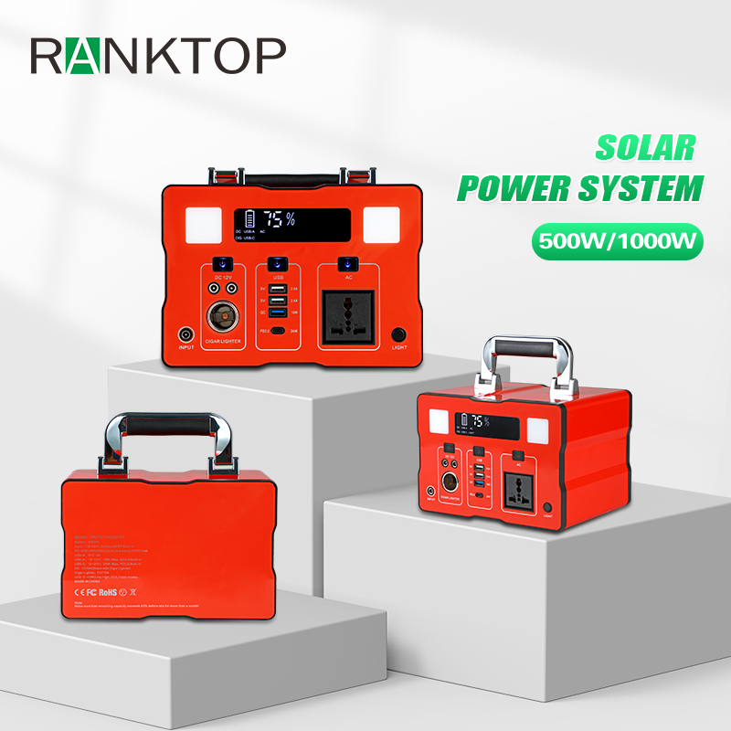 Portable Solar Power System with LED Light and AC Output