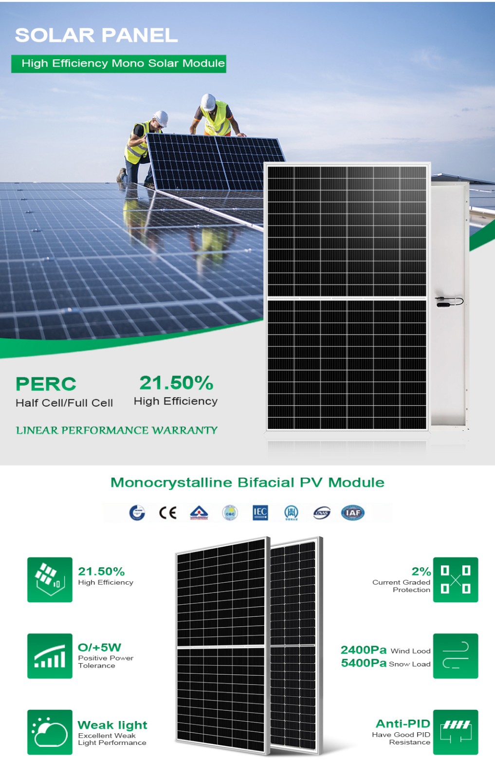 High Efficiency Monocrystalline Solar Panel