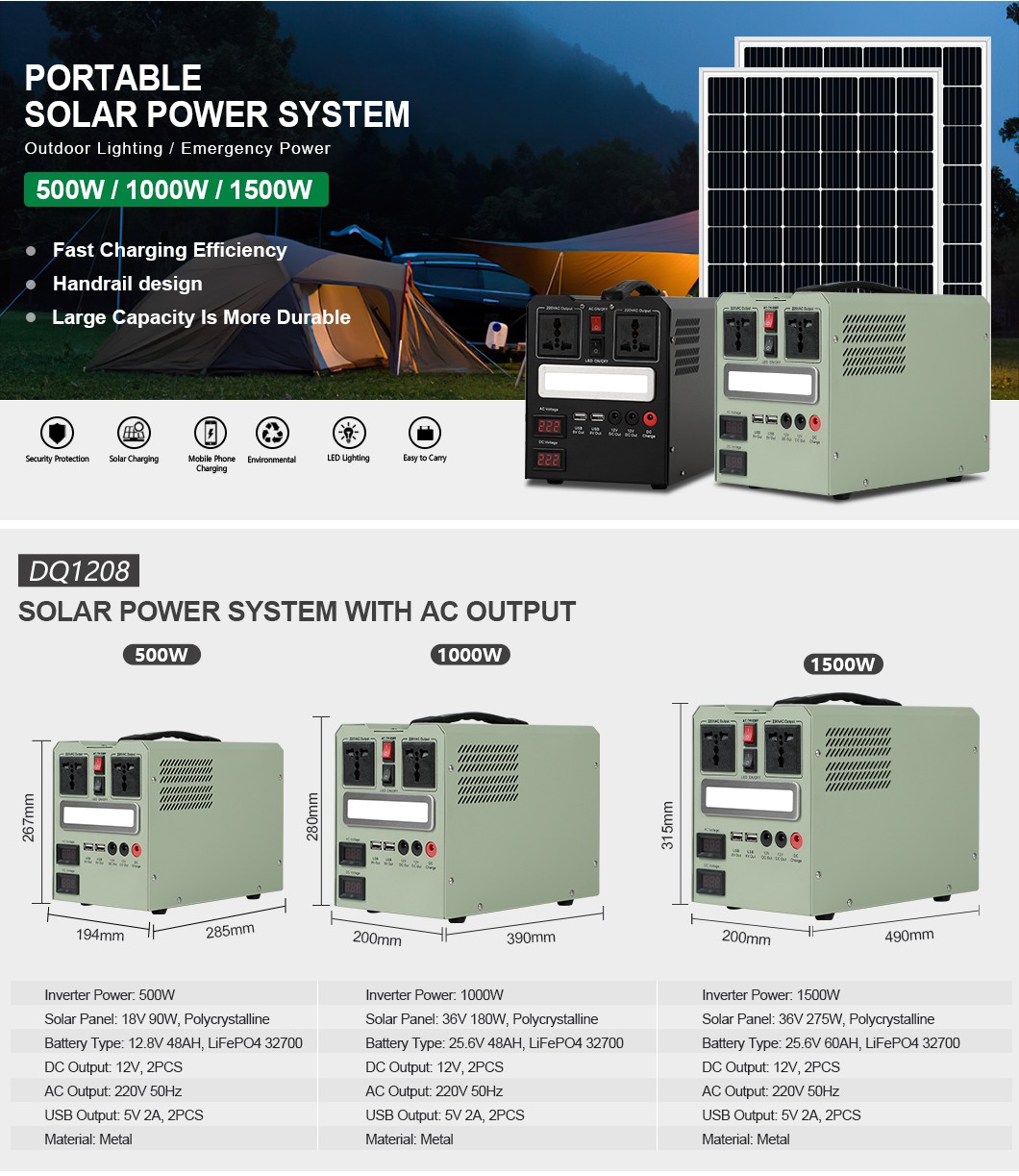 1000W Portable Solar Power System