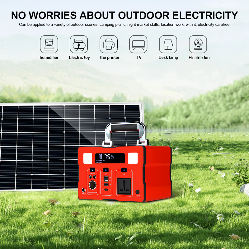 Portable Solar Power System with LED Light and AC Output