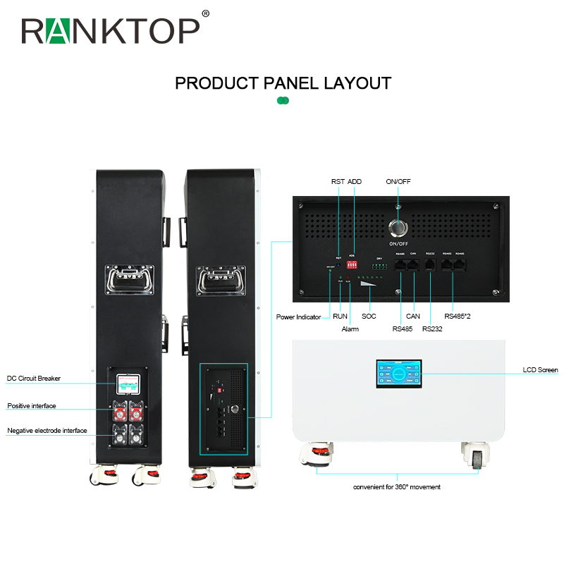 LiFePO4 Lithium lon Battery Pack Mounted Powerwall for Solar Energy Storage