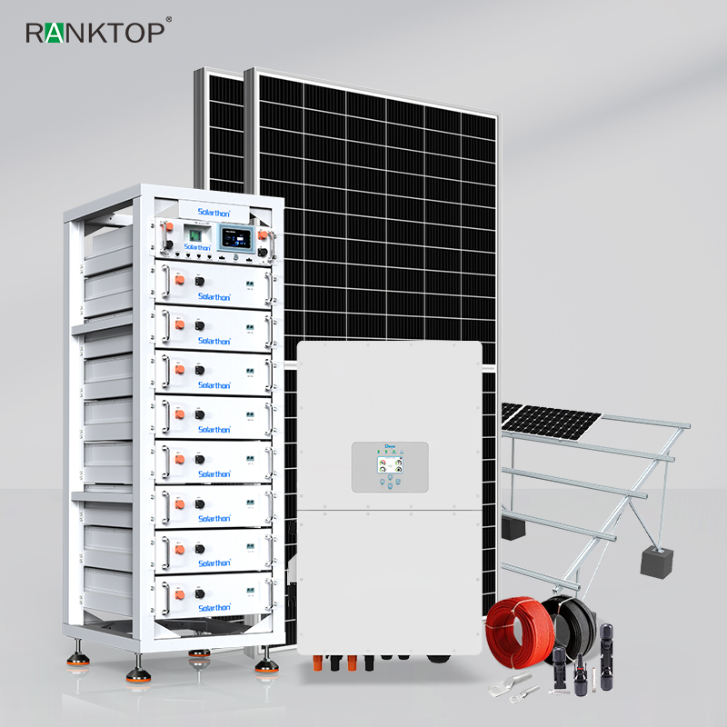 Complete Set 15KW 40KWH Hybrid Solar System with Risen Solar Panels Three Phase Inverter for Household Use