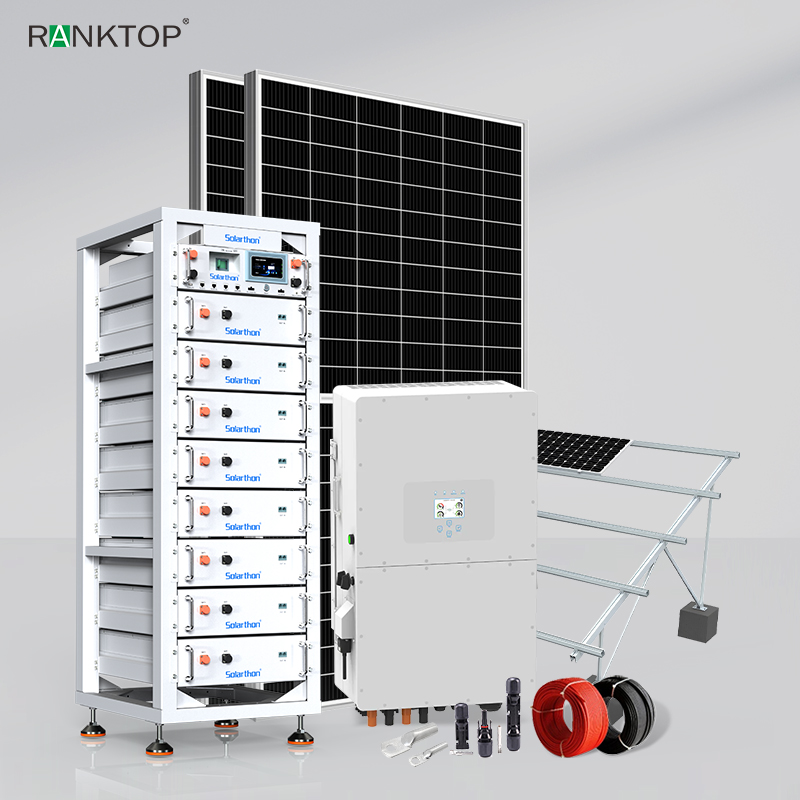Complete Set 15KW 40KWH Hybrid Solar System with Risen Solar Panels Three Phase Inverter for Household Use