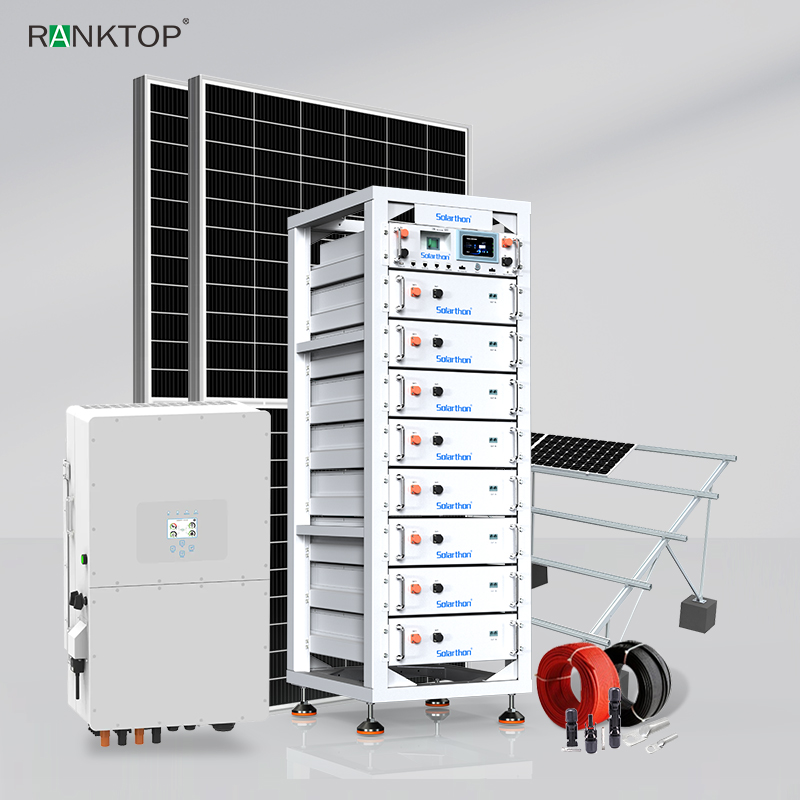 Complete Set 15KW 40KWH Hybrid Solar System with Risen Solar Panels Three Phase Inverter for Household Use