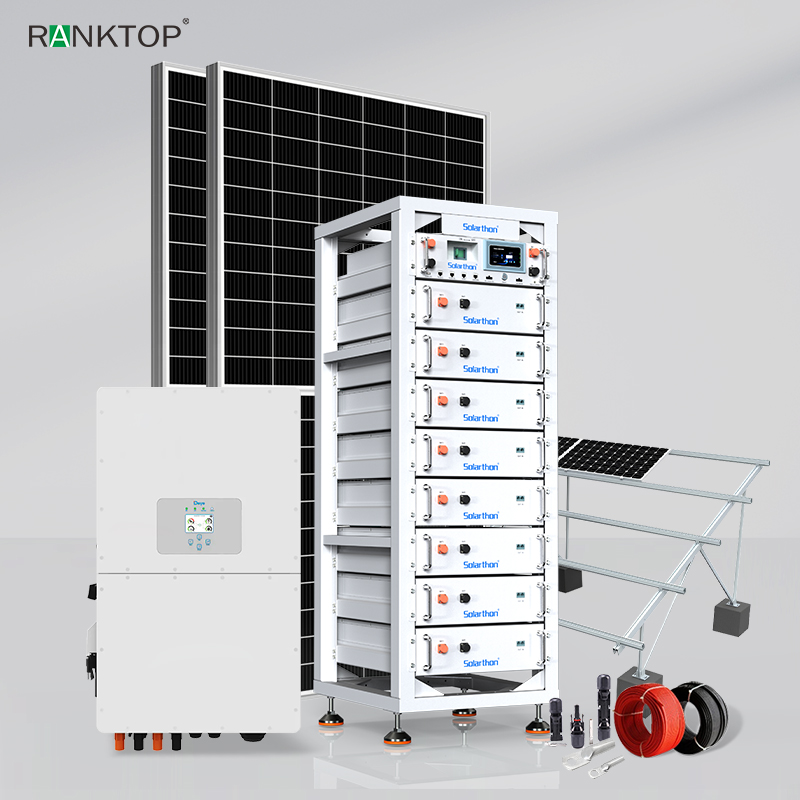 Complete Set 15KW 40KWH Hybrid Solar System with Risen Solar Panels Three Phase Inverter for Household Use