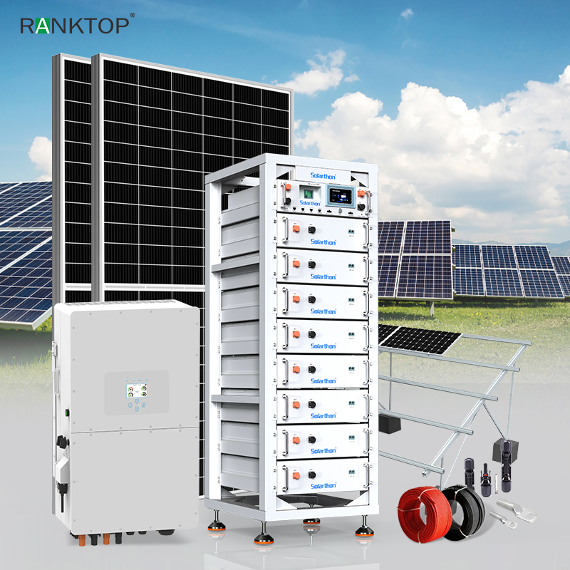 Complete Set 15KW 40KWH Hybrid Solar System with Risen Solar Panels Three Phase Inverter for Household Use