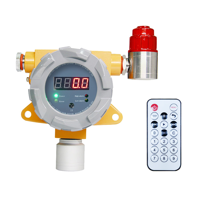 Fixed gas detector with display and alarm