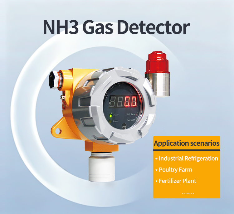 Industrial Fixed ATEX NH3 Ammonia Gas Detector 4-20mA RS485 Modbus for Refrigeration Cold Storage