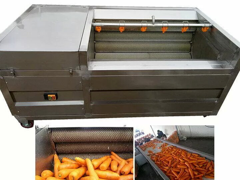 Carrot peeling and cleaning machine