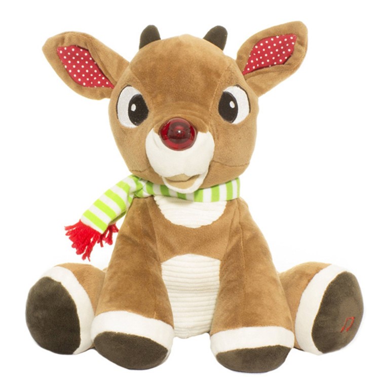 Customized logo stuffed plush toys reindeer animal deer toy with scarf
