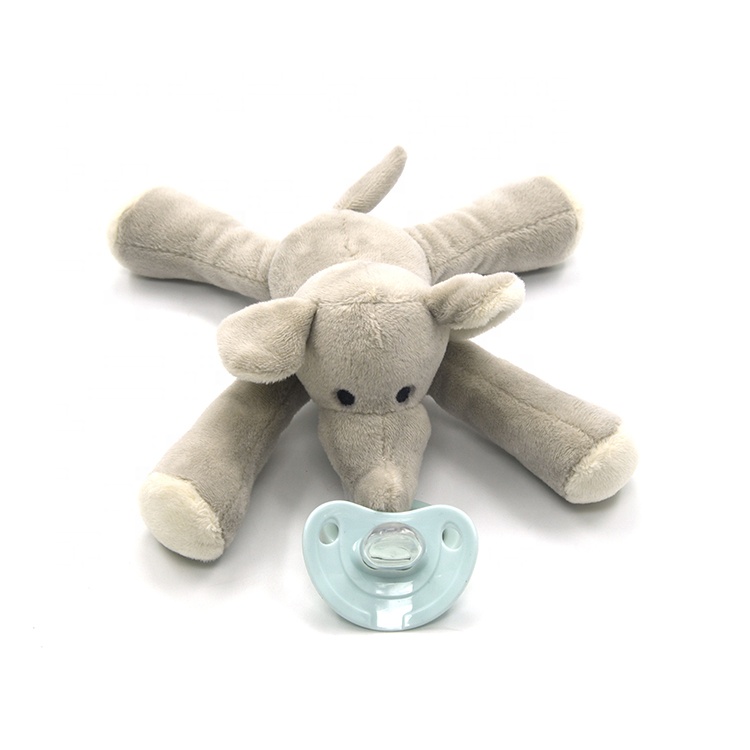 Custom stuffed plush elephant shape newborn baby pacifier Toy