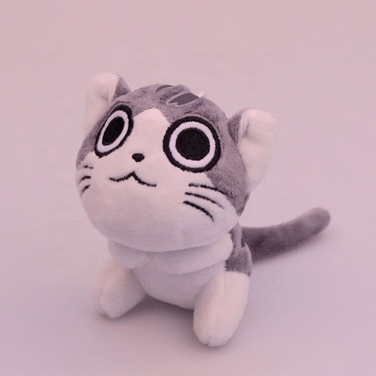 Eco friendly soft cute stuffed animal cat plush toy with keyring