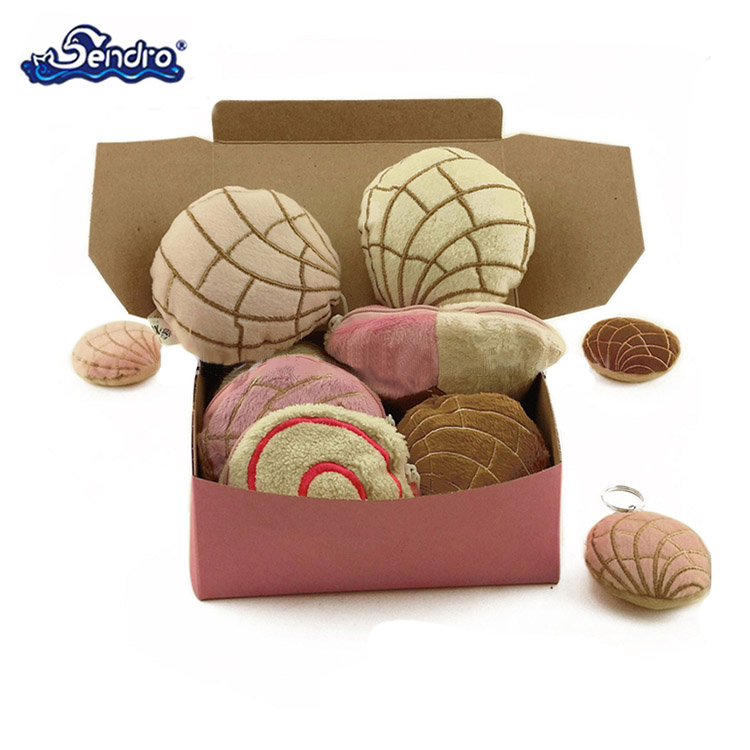 Strawberry concha pastry gift plush coin purse key chain charm