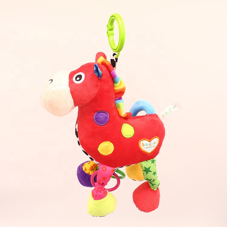 Animal type pull string baby soft bell toy giraffe hanging stuffed toys