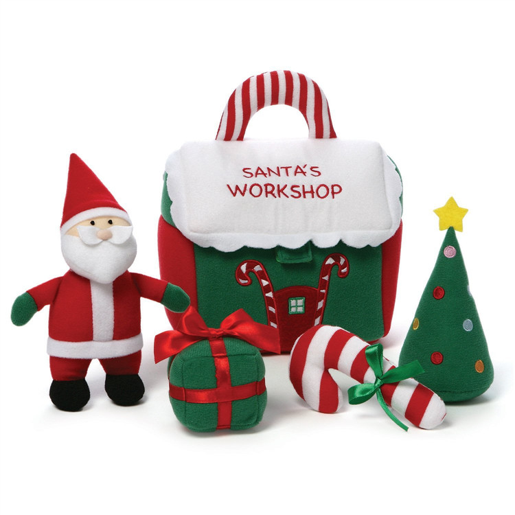 Custom plush Christmas toys baby gift sets with squeakers