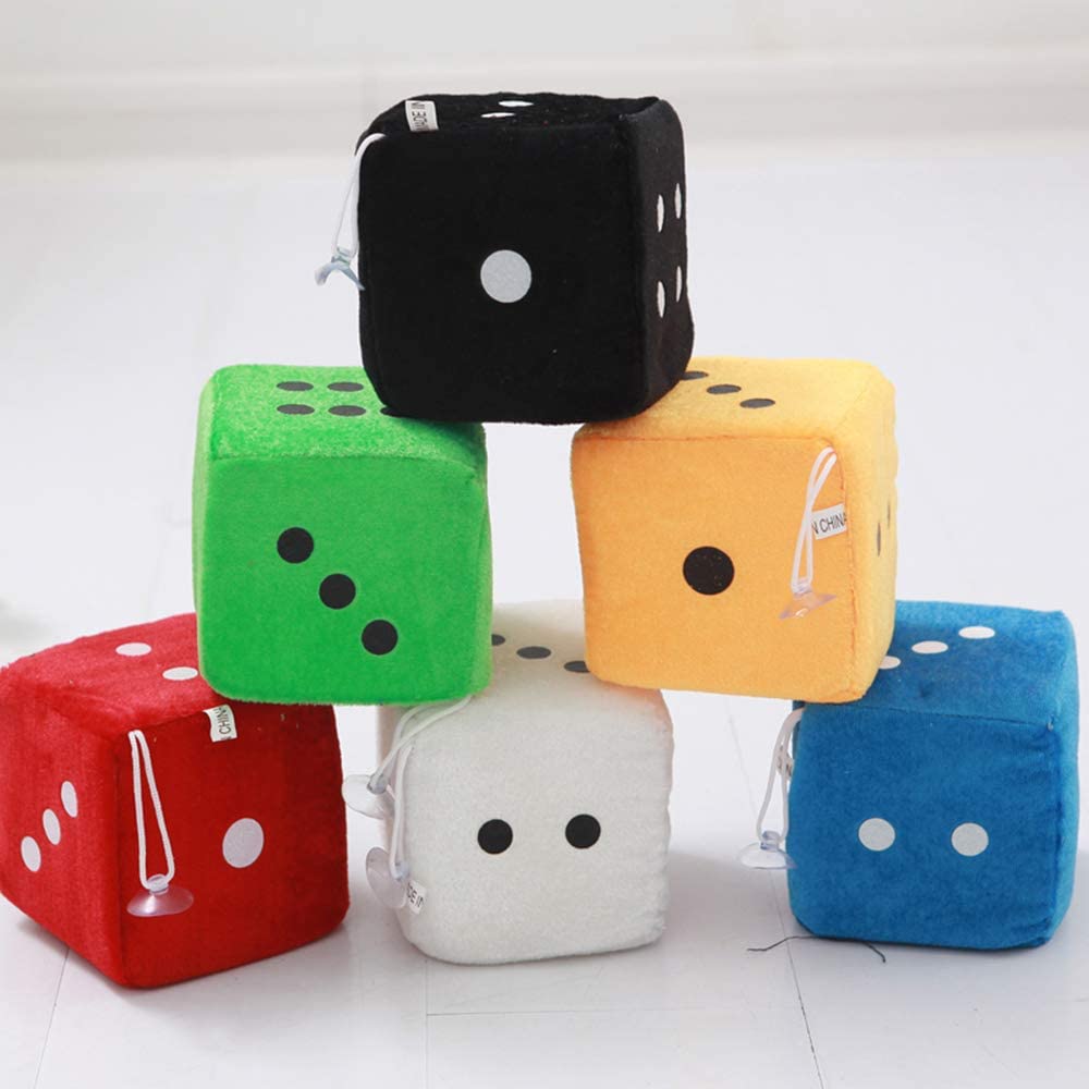 Stuffed cube plush colorful hanging fuzzy dice toys