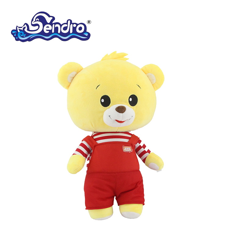 Standing teddy bear mascot plush toy with suit