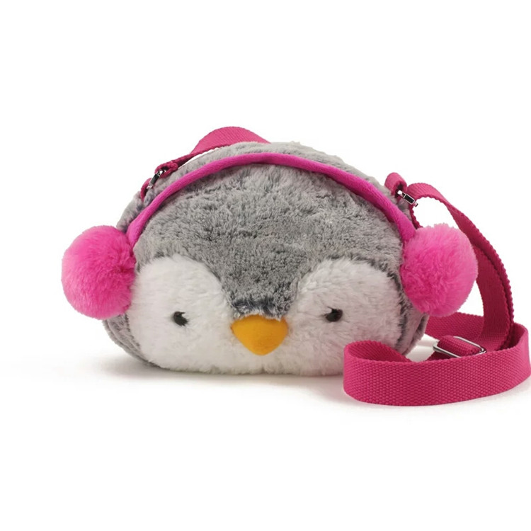 Plush animal head shape kids bag plush teddy bear bag